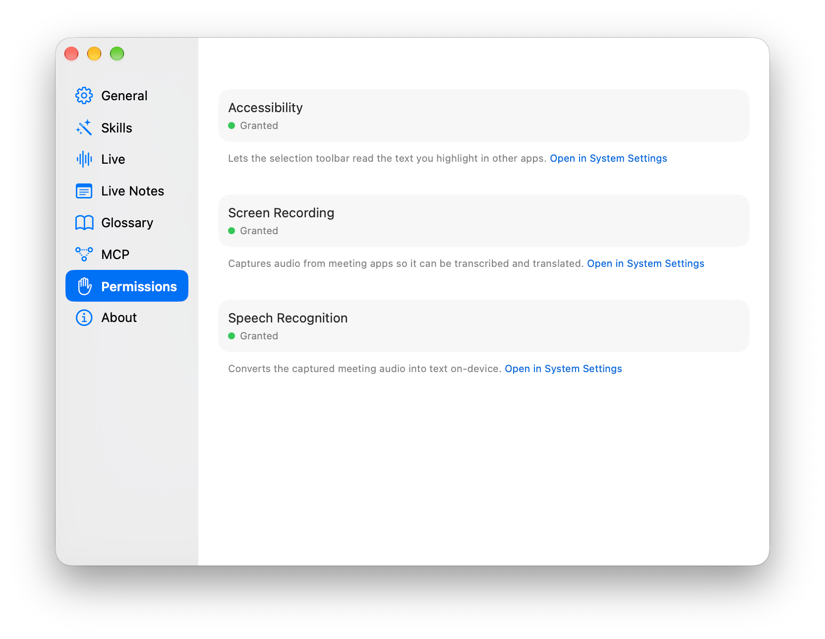 Settings → Permissions.