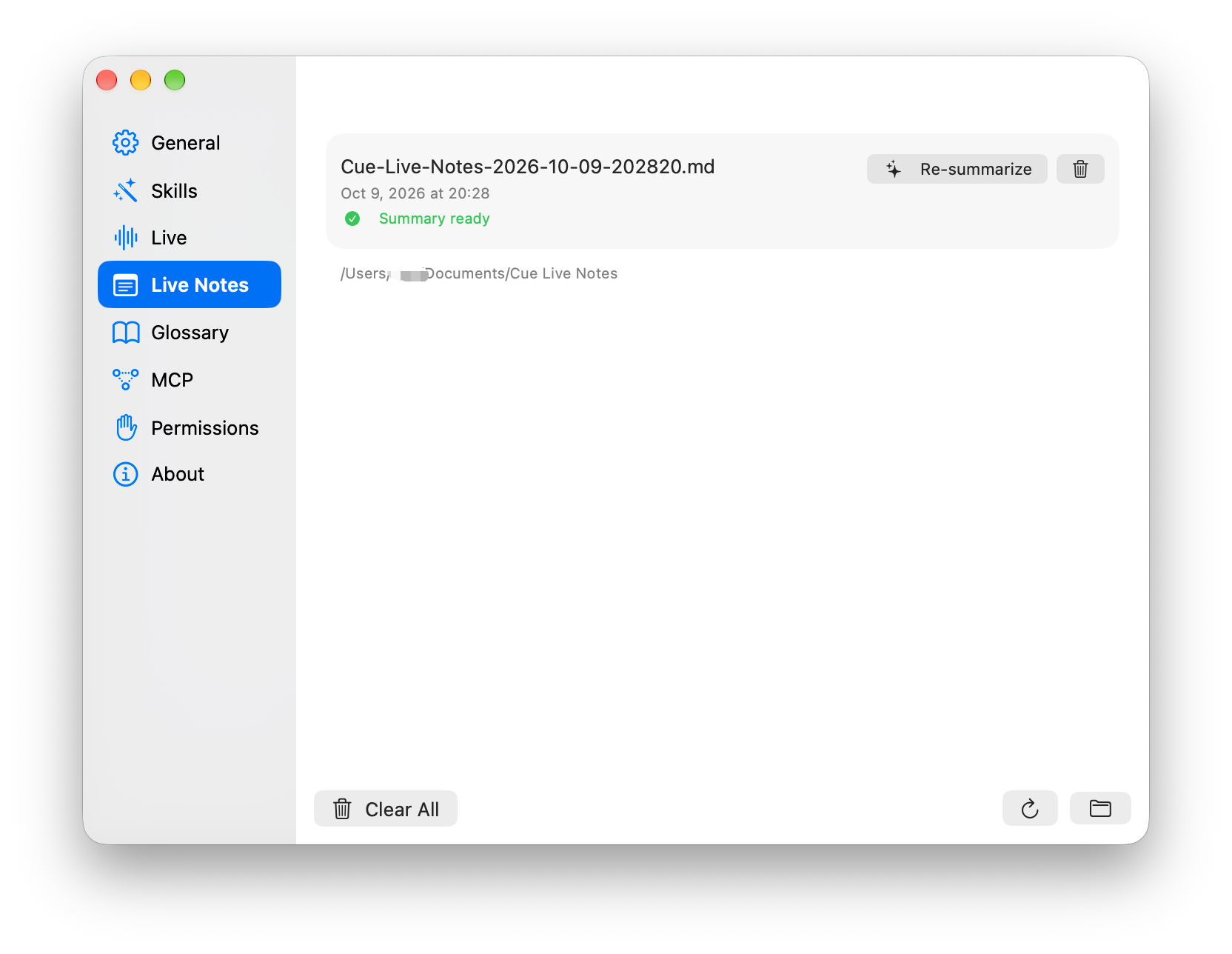 Settings → Live Notes.